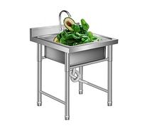 HYSOPSPX Évier Commercial Fait Main en Acier Inoxydable 304, 1 Compartiment, pour Cuisine sous-Bar, idéal pour Ferme, café, Magasin ou hôpital.