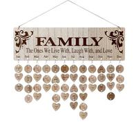 HYTROVE Calendrier Suspendu en Bois Beige Rond et Cœur Corde, Tableau de Rappel Personnalisable pour Décoration Maison et Fête des Mères