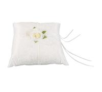 HYTROVE Coussin D'alliances de Mariage Blanc en Tissu Dentelle de Fleur Élégante, Texture Douce et Portable, pour Photographie et Demande en Mariage