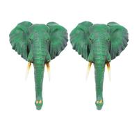 HYTROVE Crochet Mural Décoratif en Résine Vert de Tête D'éléphant Vintage, Lot de 2, Support Mural pour Vêtements et Chapeaux la Maison Bureau