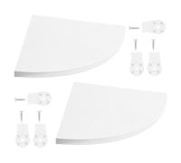 HYTROVE Étagère d'angle et Bois Blanc 2 Pièces Structure Stable Installation Polyvalente, Forme Triangulaire Courbée pour Rangement Décoratif Salle de Bains