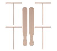 HYTROVE Kit de 6 Épandeurs en Bois Beige pour Crêpes 2 Spatules et 4 Râteaux en T, Pratique et Adapté à Tous Types de Pancakes, Design Simple Cuisine