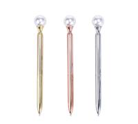 HYTROVE Lot de 3 Stylos à Bille Métal à Pointe Fine avec Grosse Boule, Résistants à L'usure et Écriture Fluide pour Étude et Travail