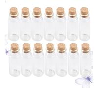 HYTROVE Mini Bouteilles en Verre Bocaux à Souhaits Transparents et Élégants Bouchon en Liège 40ml Lot de 20 pour Présents DIY et Bureau