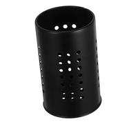 HYTROVE Porte-ustensiles Inox Épais Drainage à Trous Ronds Grosse Capacité Cuisine Comptoir avec Porte-baguettes Seau de Rangement Multifonction Noir Mat
