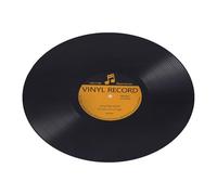 HYTROVE Tapis Rond Vinyle 80 CM Antidérapant Noir Motif Disque Vinyle Années 80 pour Bureau Vintage Musique Décor