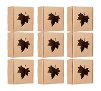 Hyuduo 50 Pièces Boîte d'Emballage Papier Kraft Boîte-cadeau 65x65x30mm Carton Pliant avec Motif de Feuille d'érable pour la Fête de Mariage Faveur Savon Bonbons Emballage Artisanal