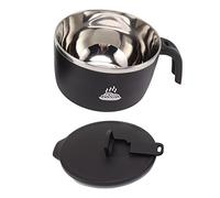Hyuduo Bol à Nouilles en Acier Inoxydable, Tasse à Soupe de 900 Ml avec Couvercle, Support de Téléphone Transformable, Idéal pour Déjeuner et Regarder la Télévision (BLACK)
