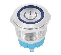 Hyuduo Bouton Poussoir 22mm, étanche IP65, Acier Inoxydable, 4 Broches | Interrupteur à montage sur panneau, évalué 3-6VDC, 1NO, anneau LED pré-câblé, action momentanée, pour armoire de commande
