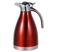 Hyuduo Cafetière en Acier Inoxydable Jug Bouillotte 2L 1,5L Isolée Sous Vide Double Paroi Bouton Poussoir à une Main avec Poignée en Alliage de Zinc (Poignée en plastique de type A rouge)