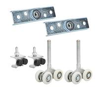 Hyuduo Ensemble de Roues de Porte Vitrée Suspendue, à Double Roue de 25 Mm | Quincaillerie de suspension coulissante, 2 jeux de supports en fer et en nylon, glissière à glissement lisse