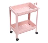 Hyuduo Étagère de Rangement au Sol de la Salle de Bain, Organisateur Multicouche en Plastique avec roulettes, Idéal pour Les Espaces étroits de la Salle de Bain et de la Cuisine (2 Couches (avec
