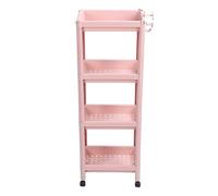 Hyuduo Étagère de Rangement au Sol de la Salle de Bain, Organisateur Multicouche en Plastique avec roulettes, Idéal pour Les Espaces étroits de la Salle de Bain et de la Cuisine (4 Couches (avec