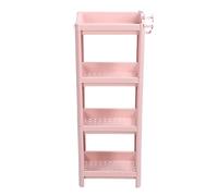 Hyuduo Étagère de Rangement au Sol de la Salle de Bain, Organisateur Multicouche en Plastique avec roulettes, Idéal pour Les Espaces étroits de la Salle de Bain et de la Cuisine (Marron foncé)