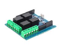 Hyuduo Module Relais à 4 Canaux avec Blindage, Pilotage Haute Puissance | Interface de carte d\'extension empilable, indicateur d\'état rouge intégré, 3 trous de positionnement de vis M3