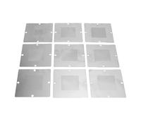 Hyuduo Pochoirs BGA 9 Pièces pour Réparation Processeur Portable - Gabarit Acier Inoxydable Résistant à la Chaleur, Taille Universelle 90x90 mm, Outil Précis pour Soudure Électronique