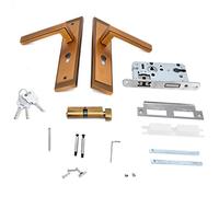 Hyuduo Poignée de Porte Mécanique Privée avec Serrure, Alliage de Zinc Poli | Quincaillerie de porte de salle de bain de chambre à coucher, cylindre en cuivre, loquet silencieux lisse, panneau en acier