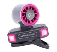 Hyuduo Ventilateur à Pince pour Parapluie avec Affichage LED, 100 Vitesses, Rotation à 360°, Ventilateur Portable avec écran Transparent et Lumière Ambiante pour Bureau, Voiture, Voyage