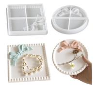 HyzaPhix 2 Pièces Moule Silicone Plateau Résine, Nœud Papillon Pois Moule Silicone, Moule Silicone pour DIY Résine pour Mettre des Bijoux, des Fruits et des Biscuits dans Votre Maison