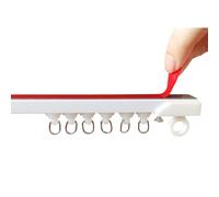 HZEPDVT Rail De Rideau De Porte avec Roue Suspendue, Rail Coulissant Silencieux, sans Poinçon, Monté sur Le Dessus, Adhésif Latéral, Piste Auto-adhésive Blanche(160cm(63in))