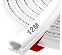 Hzetuu Joint de Porte Autocollant en Caoutchouc - Bande d'Étanchéité avec Isolation Phonique, Efficacité Énergétique, Résistance aux Intempéries, pour Fenêtres, Portes d'Entrée & Intérieurs, 12m Blanc