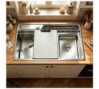 HZKSINNK Évier de cuisine 50 cm de large en acier inoxydable SUS 304 Évier encastrable rectangulaire avec bonde/trop-plein Argenté #D 82 x 48 cm