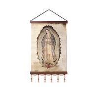 HZMAN Peinture vierge Marie rétro faite à la main - Décoration murale Sainte Vierge Marie Guadalupe - Image esthétique pour salon, chambre à coucher - Cadre en bois - 43,2 x 30,5 cm