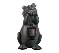 Hzoibyze Lampe Solaire Grenouille Jardin Statue Ornement Décoration Lumineuse Lanternes Corps en Résine Détail Peint à la Main pour Éclairer Adaptée aux Bordures Vérandas Cours Espaces Verts