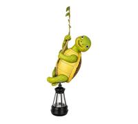 Hzoibyze Statue de Jardin, Figurine 'extérieur, Sculpture en Résine, Lanterne Solaire Suspendue, Décoration de Jardin, Lumière Solaire Adaptée Pou, Tortue, 7.5 X 7.5 X 15.5 Cm