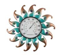 Hzoibyze Thermomètre D'extérieur Solaire, Thermomètre Mural, Thermomètre de Jardin, Cadran Métallique étanche avec Motif Décoratif, Idéal pour La, Vert