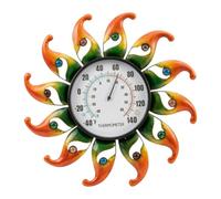 Hzoibyze Thermomètre D'extérieur Solaire, Thermomètre Mural, Thermomètre de Jardin, Cadran Métallique étanche avec Motif Décoratif, Idéal pour La, Orange