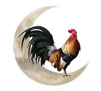 Hztyyier Panneau Mural en Métal Décor de Coq en Métal Décoration Murale de Coq de Lune en Métal pour Décor de Jardin à la Maison de Ferme
