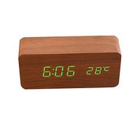 Hztyyier Réveil numérique LED, Horloge multifonctionnelle avec Affichage de température et Port USB en Bois pour Enfants à la Maison