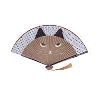 Hztyyier Ventilateur Pliant Motif Chat en Bambou Ventilateurs Portables avec Style Japonais pour Cadeaux Accessoires de Danse de Mariage Décor Crafts Crafts