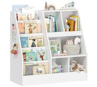 Hzuaneri Bibliothèque Enfants Porte-journ. 5 Niveaux, 40 x 90 x 90 cm Blanc | Meuble rangement enfant, 5 étagères livres & ouvertes, pour chambre d'enfant salle de jeu, KB23003X
