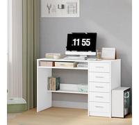 Hzuaneri Bureau 108x50x75cm 5 rangements Blanc | Minimaliste, 5 rangements, robuste. Études,chambre. 108x50x75cm, blanc. Réf. CD10503X.