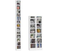 Hzuaneri Étagère CD, Étagère Bibliothèque à 14 Niveaux, Étagère Rangement CD/DVD, Meuble de Rangement pour CD, pour le Salon, Chambre 17 x 20 x 213 cm Blanc CR21403X