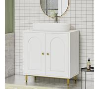Hzuaneri Meuble sous lavabo, Meuble de Rangement pour Salle de Bain, Meuble pour Évier avec et 2 Portes, Étagère Réglable, Autoportant, pour Salle de Bain, Cuisine, Blanc BC19103X