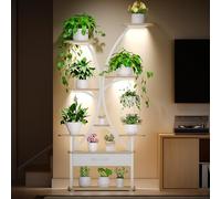 Hzuaneri Support Plantes avec Lumière de Croissance, Support de Fleurs à 9 Niveaux avec 4 Lampes LED R-G, Couleur et Timing Réglables, pour Salon, Balcon, Jardin, Blanc, PS16016WEU