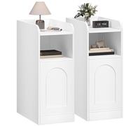 Hzuaneri Table de Chevet Lot de 2, Table d'Appoint étroite avec 1 Porte d'Armoire, Table de Nuit avec Compartiment Ouvert, Porte de l'armoire Réversible, Adaptée à la Chambre à Coucher, Blanc NS00403X