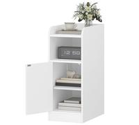 Hzuaneri Table de Chevet, Table d'Appoint étroite avec 1 Porte d'Armoire, Table de Nuit avec Compartiment Ouvert, Porte de l'armoire Réversible, Adaptée à la Chambre à Coucher, Blanc NS00303X