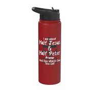 I Am Mixed Half Jesus and Half Peter Christian #Runup Gift Stainless Steel Insulated Water Bottle