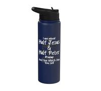 I Am Mixed Half Jesus and Half Peter Christian #Runup Gift Stainless Steel Insulated Water Bottle