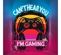 I Can't Hear You I'm Gaming Panneau LED,Manette Et Casque De Jeu Enseigne Néon Pour Salle De Jeux Chambre D'Adolescent Man Cave Et Bar,Lumière Néon Rétro Colorée Idée Cadeau Pour Joueurs (15.8"*12.6")