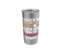 I CLOCK IN AS CAT MOM CLOCK OUT WHEN THE PURRING STOPS Gobelet isotherme en acier inoxydable double paroi