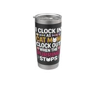 I CLOCK IN AS CAT MOM CLOCK OUT WHEN THE PURRING STOPS Gobelet isotherme en acier inoxydable double paroi
