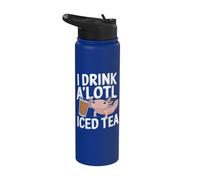I Drink A'Lotl Iced Tea - Funny Axolotl Iced Tea Pun Stainless Steel Insulated Water Bottle
