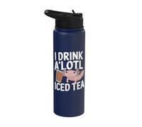 I Drink A'Lotl Iced Tea - Funny Axolotl Iced Tea Pun Stainless Steel Insulated Water Bottle