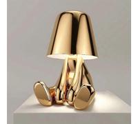 (i-gold195) Lampe de chevet tactile, lampe de bureau dorée Thinker, sans fil, rechargeable et portable,