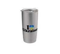 I Heart Love UKRAINIAN PRIDE ROOTS SUPPORT Gobelet isotherme en acier inoxydable double paroi